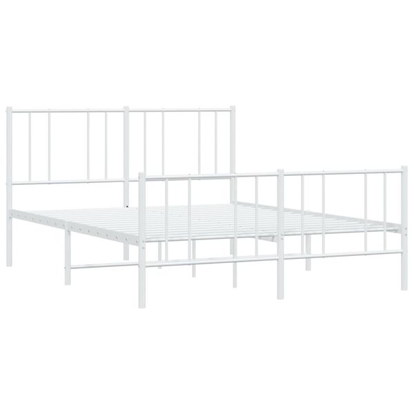 vidaXL Metal Bed Frame without Mattress with Footboard White 120x200cm