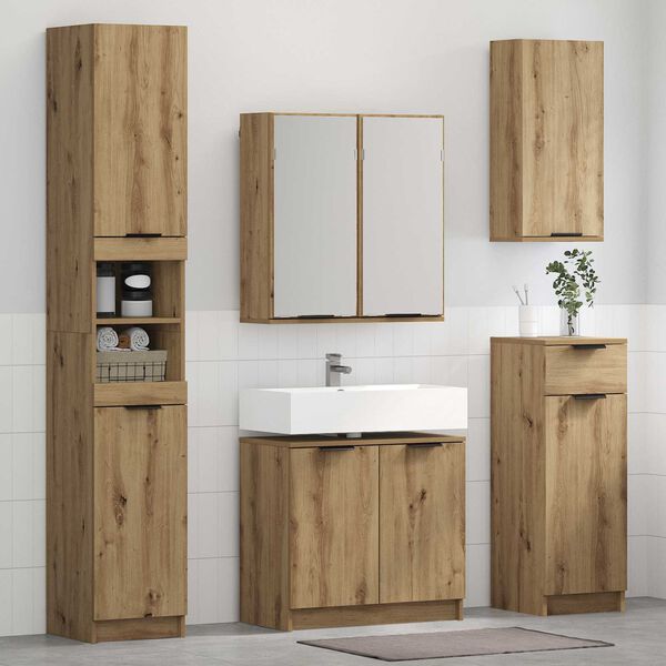 vidaXL Bathroom Furniture Set 4 pcs Artisan Oak Engineered Wood
