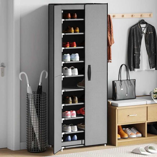 vidaXL Shoe Cabinet Grey 60x30x166 cm Fabric