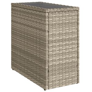 vidaXL Garden Side Table with Glass Top Light Grey 58x27.5x55 cm