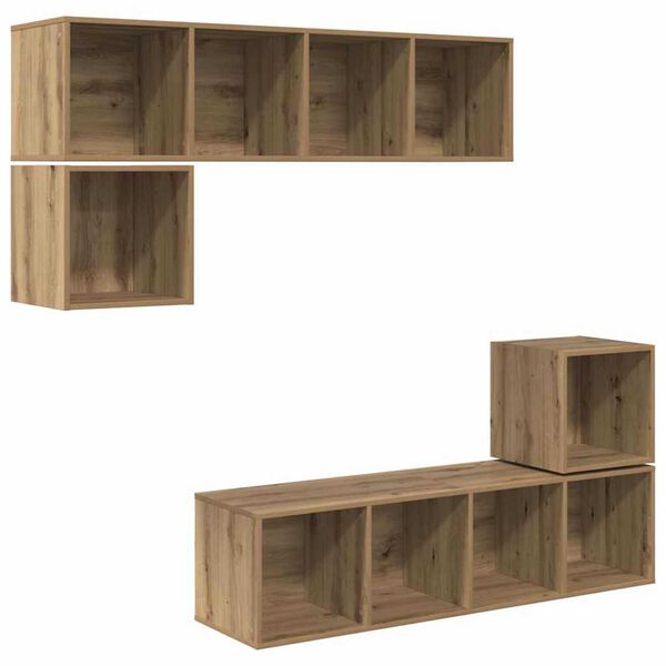 vidaXL TV Cabinet Set Wall-mounted 4 pcs Artisan Oak Engineered Wood