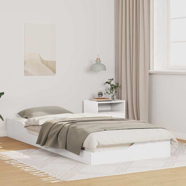 vidaXL Bed Frame White 90 x 220 cm Solid Pine Wood