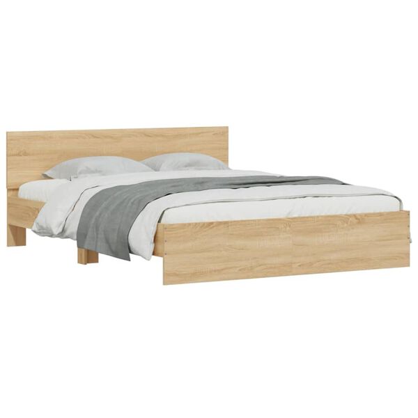 vidaXL Bed Frame with LED without Mattress Sonoma Oak 160x200 cm