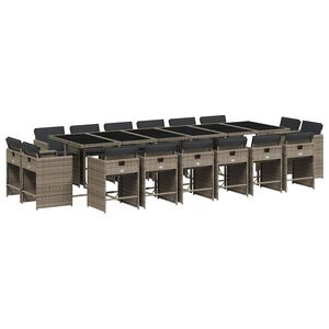 vidaXL Garden Dining Set | Grey | Poly Rattan | 16-seater | Foldable