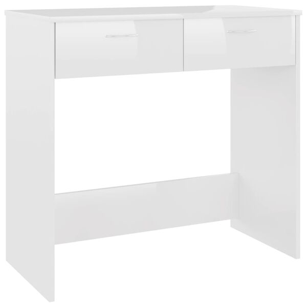 vidaXL Desk High Gloss White 80x40x75 cm Engineered Wood