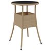 vidaXL Garden Table Ø60x75 cm Tempered Glass and Poly Rattan Beige
