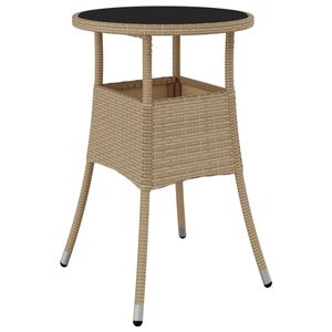 vidaXL Garden Table &Oslash;60x75 cm Tempered Glass and Poly Rattan Beige