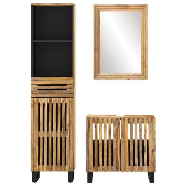 vidaXL 3 Piece Bathroom Furniture Set Solid Wood Rough Mango