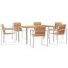 vidaXL Garden Dining Set 7 pcs Brown Solid Teak Wood