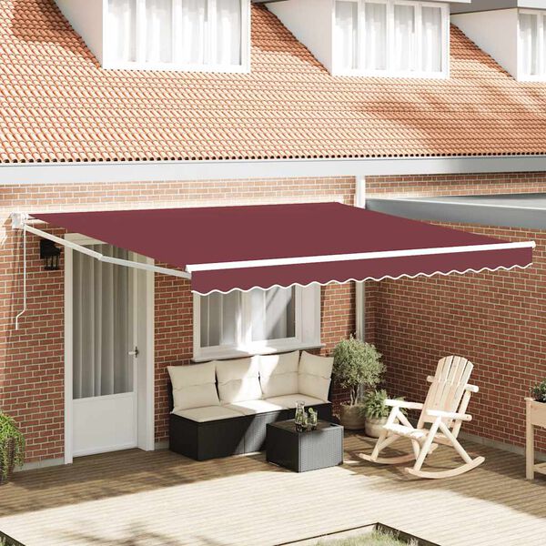 vidaXL Automatic Retractable Awning Burgundy 400x300 cm