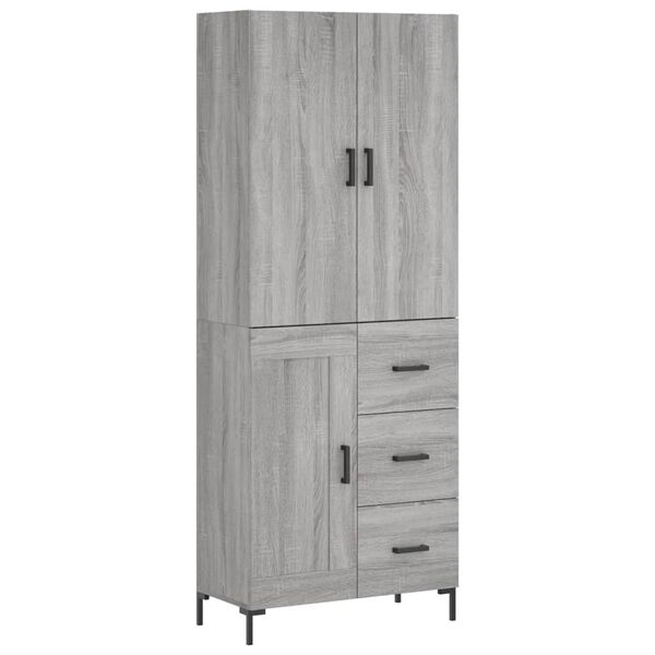 vidaXL Highboard Grey Sonoma 69.5x34x180 cm Engineered Wood