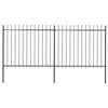 vidaXL Garden Fence with Spear Top Steel 359x150 cm Black