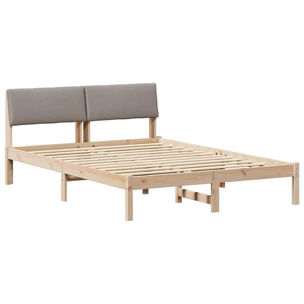vidaXL Bed frame Brown and taupe 140 x 200 cm Solid pine wood