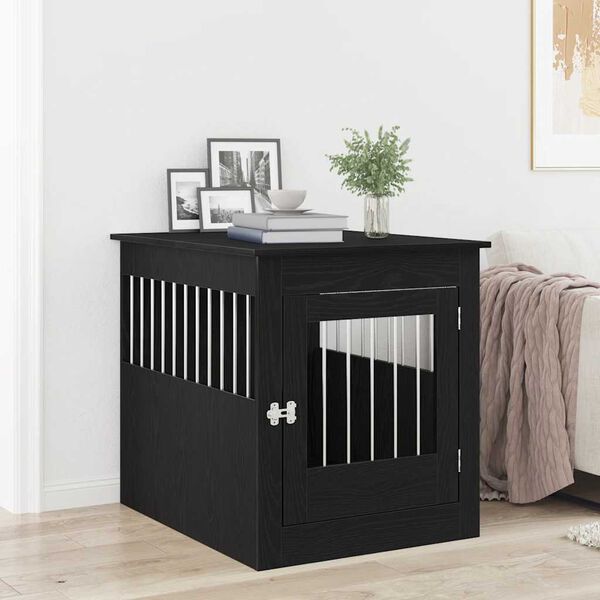 vidaXL Dog Crate Furniture Black Oak 64.5x80x71 cm Engineered Wood