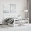 vidaXL Metal Bed Frame without Mattress with Footboard&nbsp;White 140x200cm