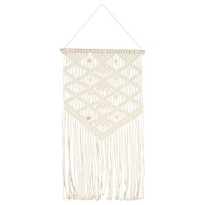 vidaXL Macrame Wall Hanger | White | Cotton | Medium | Decorative Inlays