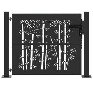 vidaXL Garden Gate 110 x 105 cm Powder-Coated Steel Black Lockable