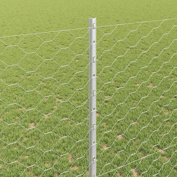 vidaXL Fence with Post Silver 1.4 x 50 m Steel