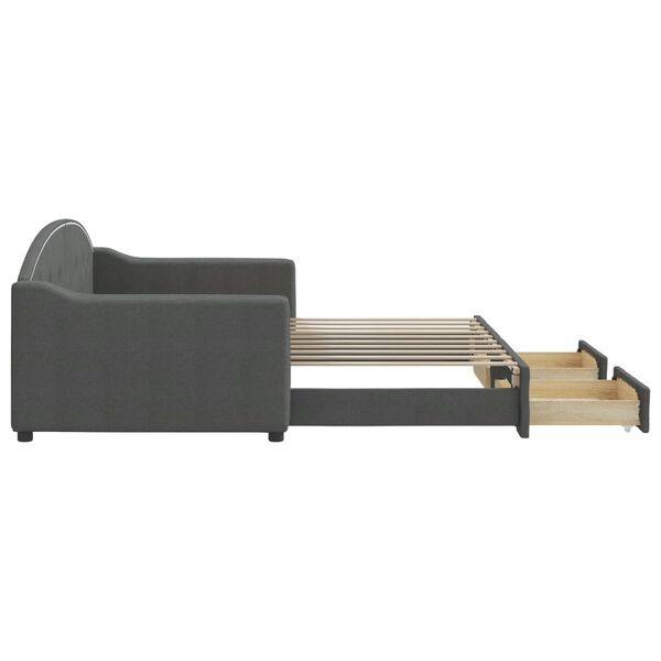 vidaXL Daybed with Trundle&Drawers without Mattress Dark Grey 90x190 cm Single