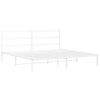 vidaXL Metal Bed Frame without Mattress with Headboard White 200x200cm