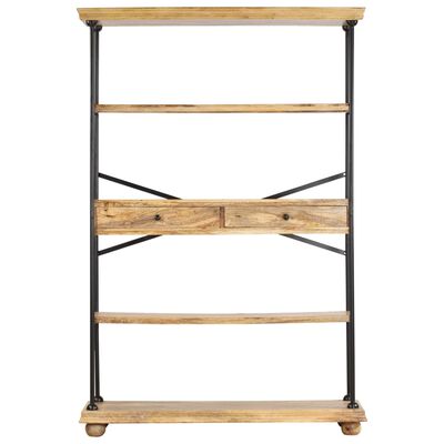 vidaXL 4-Tier Bookshelf 120x35x180 cm Solid Mango Wood and Steel