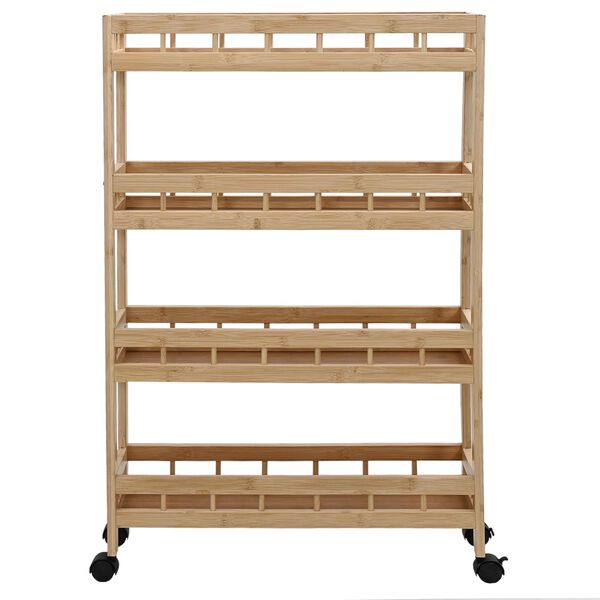 vidaXL Kitchen Trolley with Wheels Natural 60 x 18 x 97 cm Bamboo