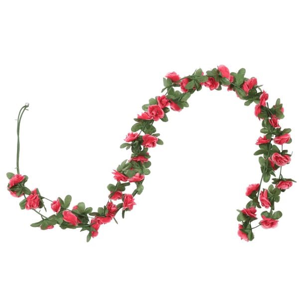 vidaXL Flower Garlands 6 pcs Spring Rose Red 250 cm