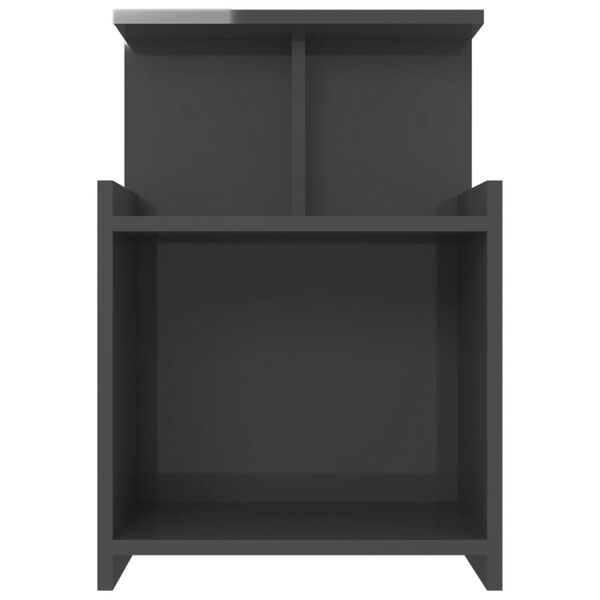 vidaXL Bed Cabinet High Gloss Grey 40x35x60 cm Engineered Wood