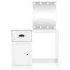 vidaXL Dressing Table with LED High Gloss White 90x50x132.5 cm Engineered Wood