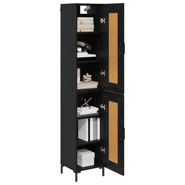vidaXL Highboard Black Oak 34.5 x 34 x 180 cm Engineered Wood