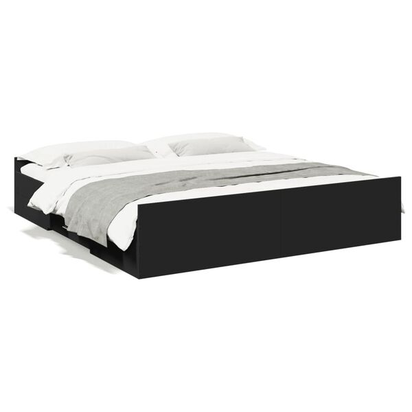 vidaXL Bed Frame with Drawers without Mattress Black 200x200 cm