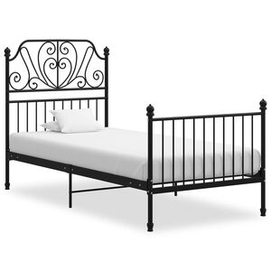 vidaXL Bed Frame without Mattress Black Metal 90x200 cm