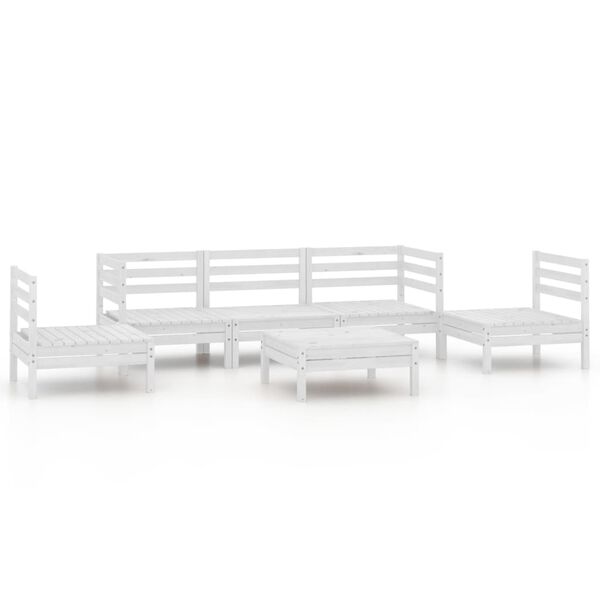 vidaXL 6 Piece Garden Lounge Set White Solid Pinewood