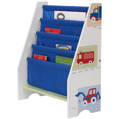 Worlds Apart Kid's Bookcase Trucks and Tractors White WORL230007