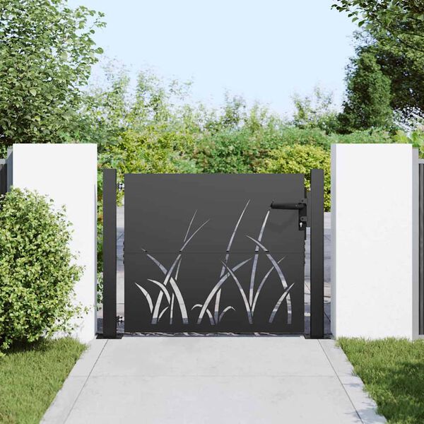 vidaXL Garden Gate with Lock Black 100 x 100 cm Powder-coated steel