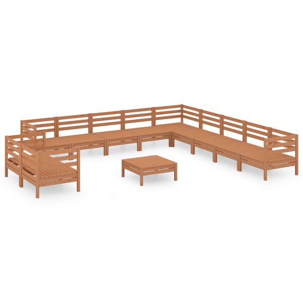 vidaXL 12 Piece Garden Lounge Set Solid Wood Pine Honey Brown