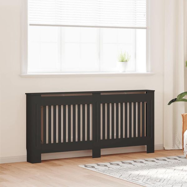 vidaXL Radiator Cover Black 172x19x81.5 cm MDF