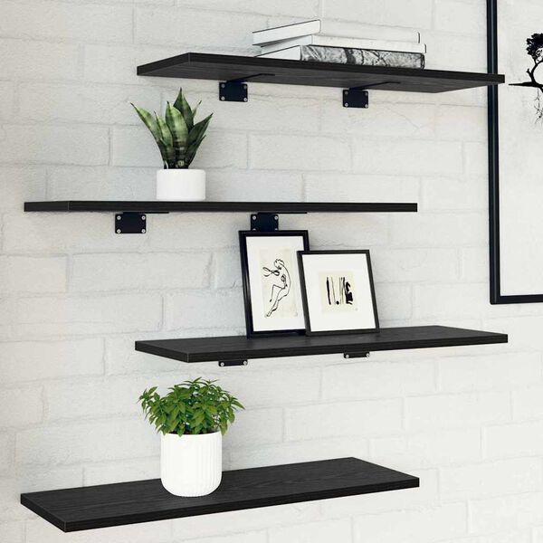 vidaXL Bookshelf Board 4 pcs Black 60 x 20 x 1.5 cm Engineered Wood