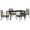 vidaXL Garden Dining Set with Cushion 5 pcs Black Rattan