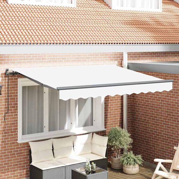 vidaXL Retractable Awning White 350 x 200 cm Fabric