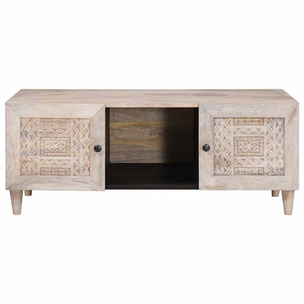 vidaXL Coffee Table with Door Beige 100 x 54 x 40 cm Solid Acacia wood