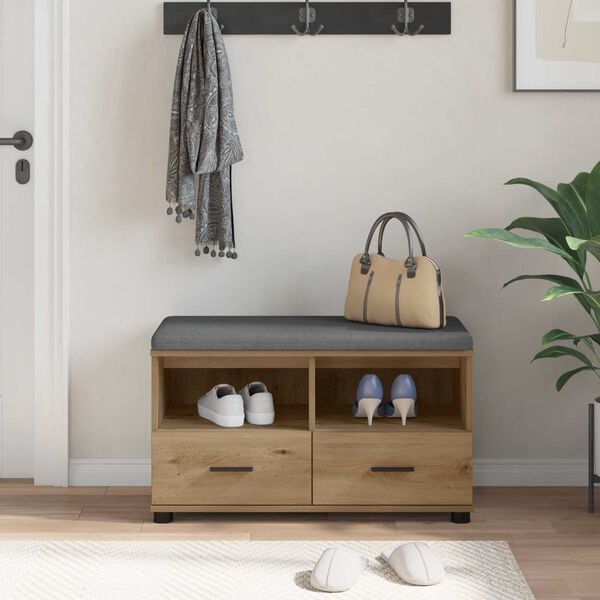 vidaXL Hall Bench with Cushion with Drawer Artisan Oak 80 x 38 x 46 cm