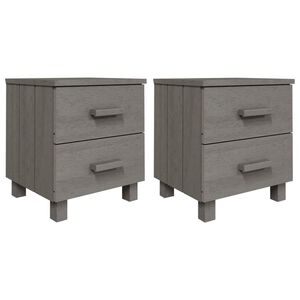 vidaXL Bedside Cabinet | Set of 2 | Light grey | Solid pinewood, MDF | Standard