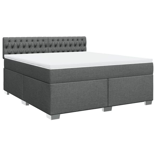 vidaXL Box Spring Bed with Mattress Dark Grey 180x200 cm Fabric