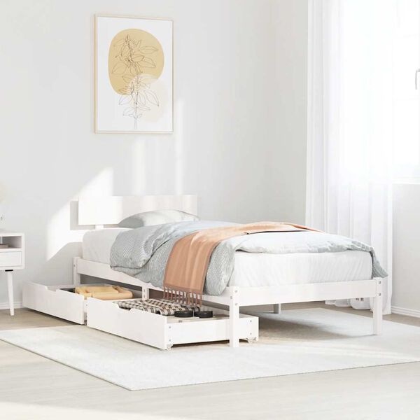 vidaXL Bed Frame without Mattress White 90x200 cm Solid Wood Pine