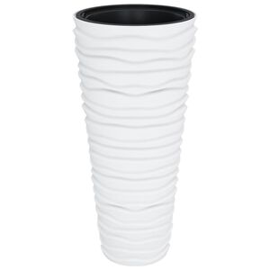 vidaXL Planter with Removable Inner White 18/45 L PP Grooved Look
