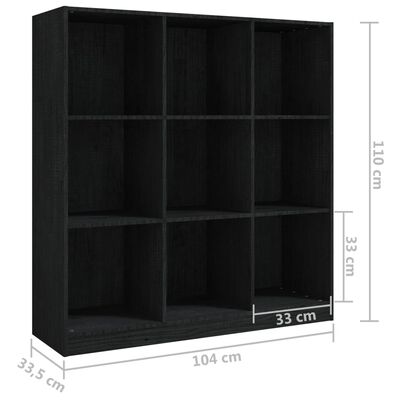 vidaXL Book Cabinet/Room Divider Black 104x33.5x110 cm Solid Pinewood