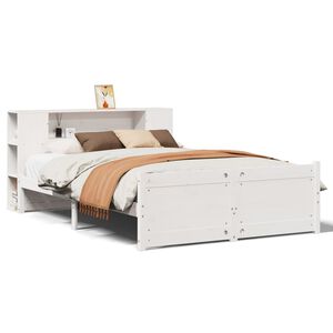 vidaXL Bookcase Bed without Mattress White 140x200cm Solid Wood Pine