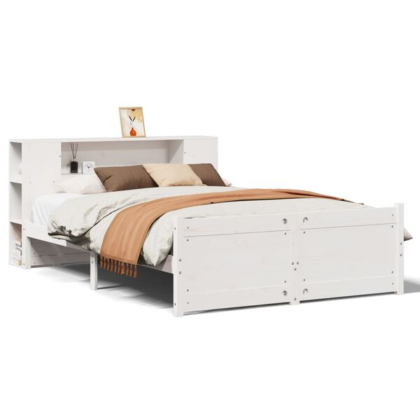 vidaXL Bookcase Bed without Mattress White 140x200cm Solid Wood Pine