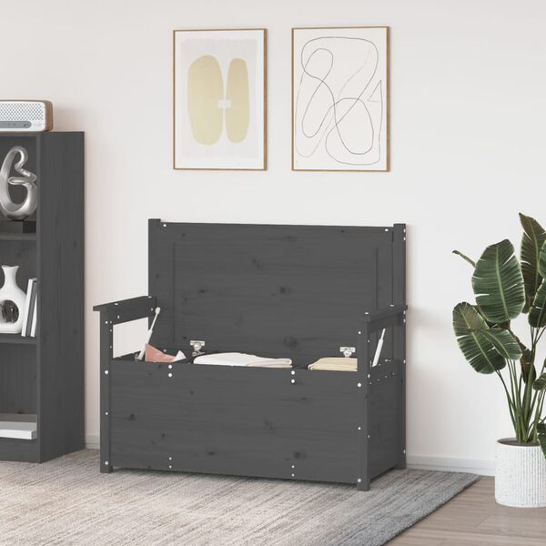 vidaXL Bench Grey 112.5x51.5x96.5 cm Solid Wood Pine